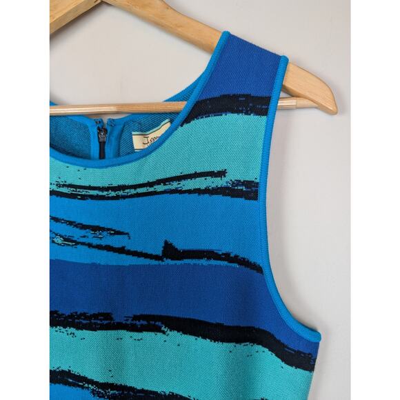 NEW Issa London Abstract Stripe Fit & Flare Dress Blue L - Picture 3 of 8